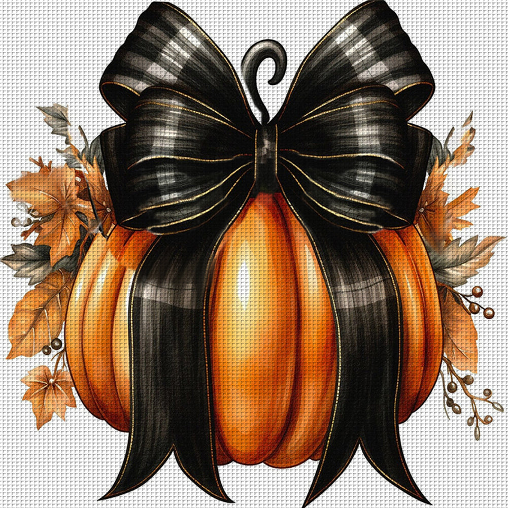 Pumpkin Bow - 11CT Stamped Cross Stitch 50*50CM