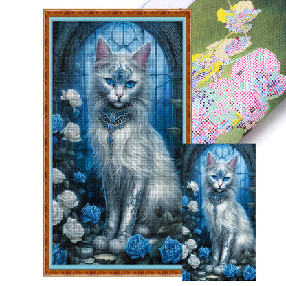 Cat Rose - 11CT Stamped Cross Stitch 40*70CM