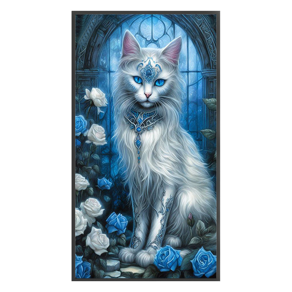 Cat Rose - 11CT Stamped Cross Stitch 40*70CM