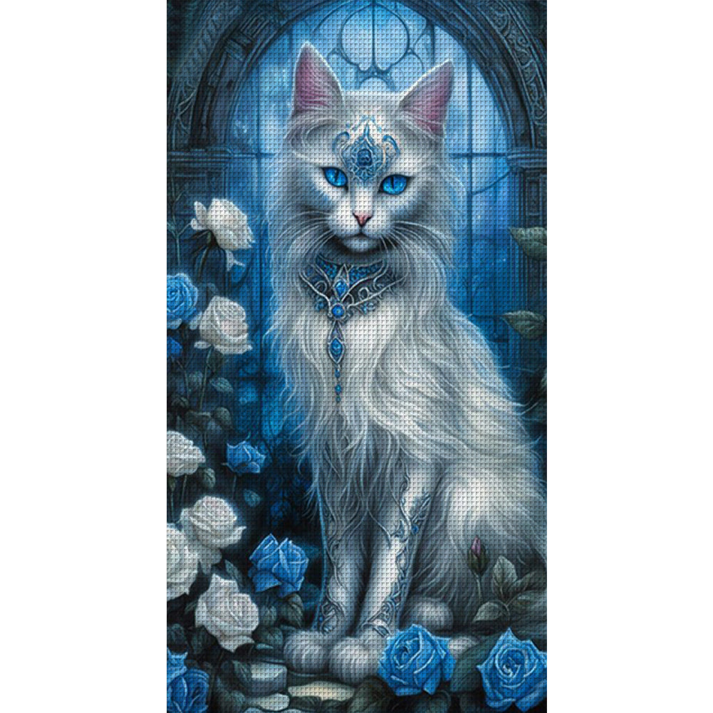 Cat Rose - 11CT Stamped Cross Stitch 40*70CM