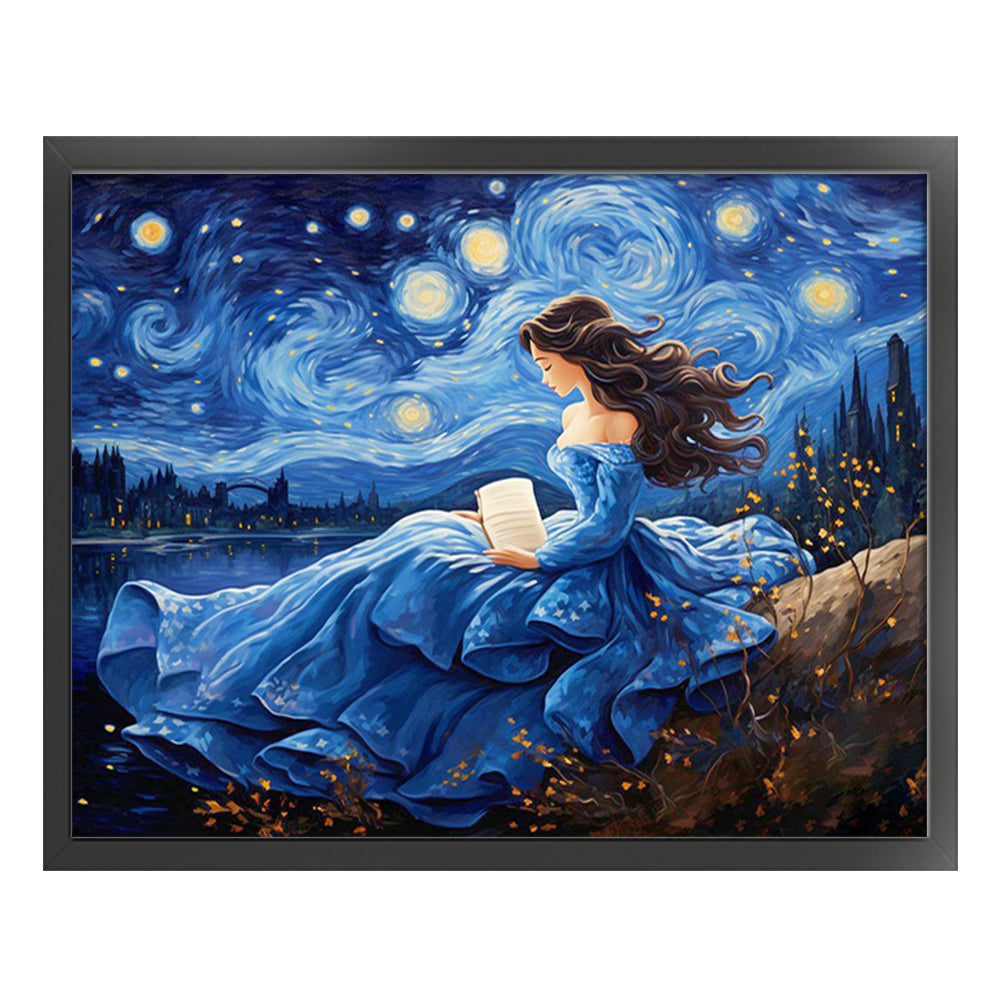 Van Gogh Starry Sky Girl - 11CT Stamped Cross Stitch 60*50CM