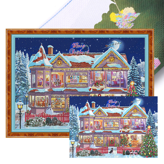 Christmas Cabin - 11CT Stamped Cross Stitch 90*70CM