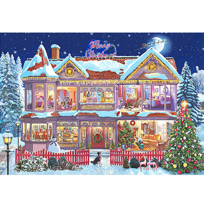 Christmas Cabin - 11CT Stamped Cross Stitch 90*70CM