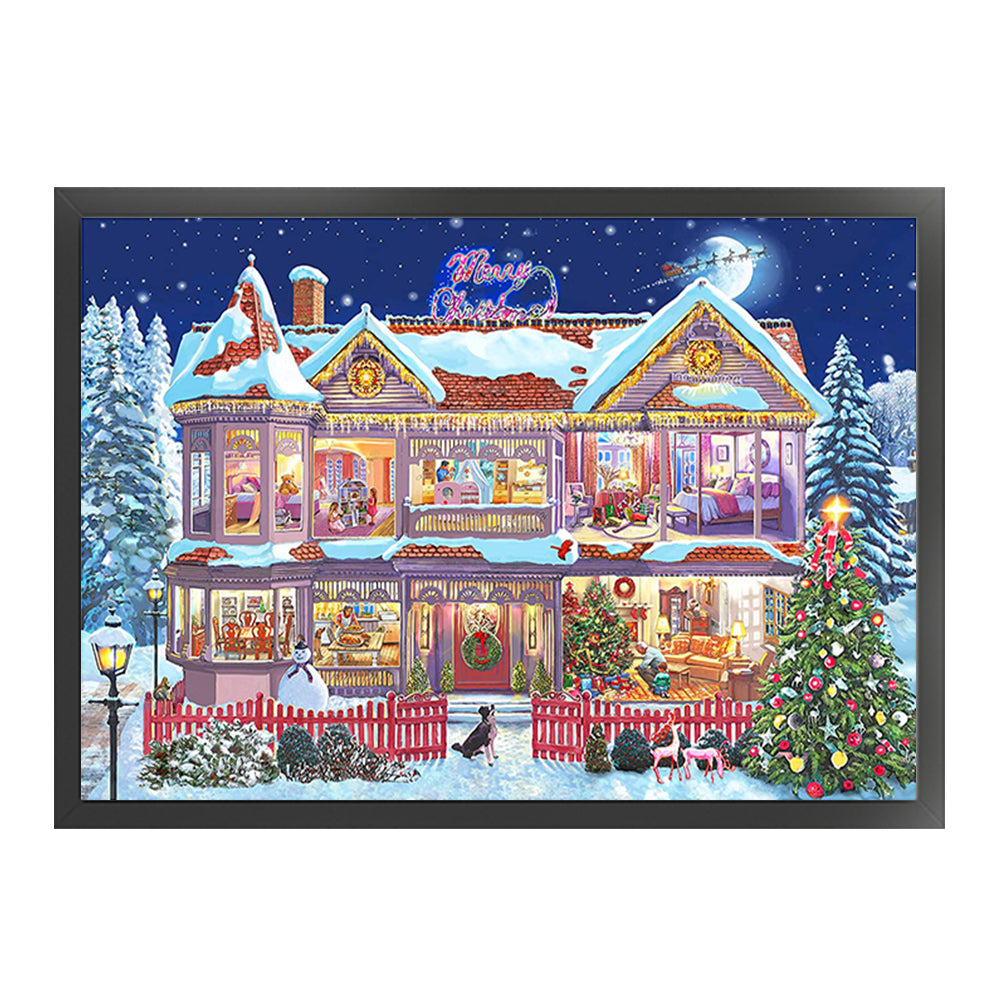 Christmas Cabin - 11CT Stamped Cross Stitch 90*70CM