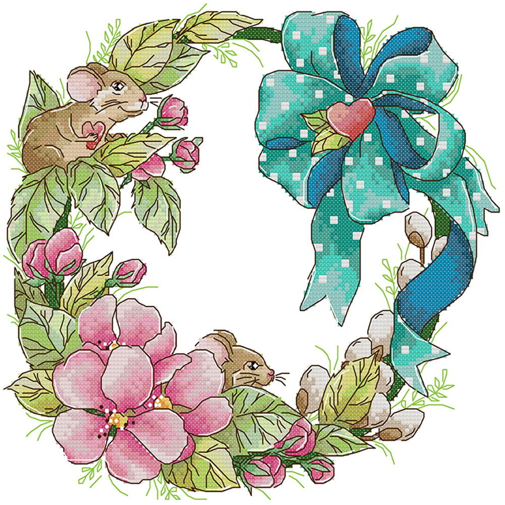 Spring Garland - 14CT Stamped Cross Stitch 32*30CM£¨Joy Sunday£©