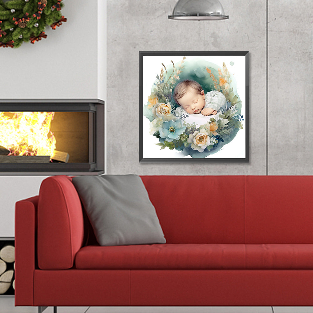 Baby In Garland - Full Round Drill Diamond Painting 30*30CM