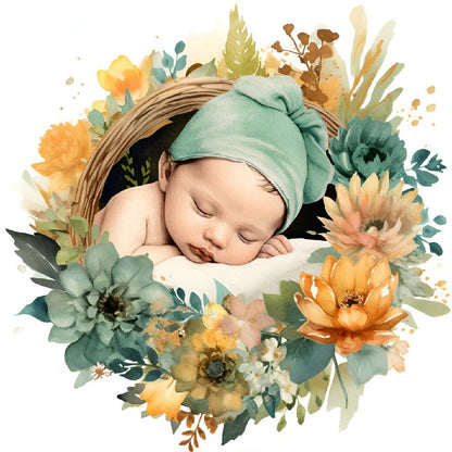 Baby In Garland - Full Round Drill Diamond Painting 30*30CM