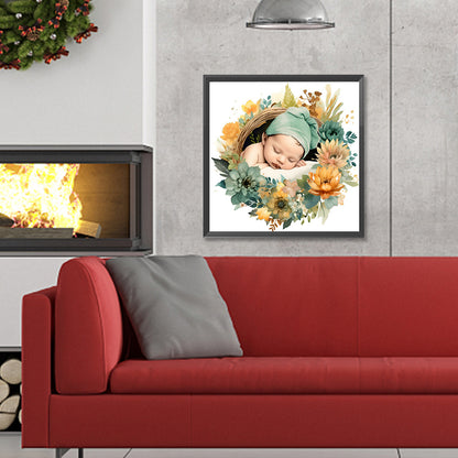Baby In Garland - Full Round Drill Diamond Painting 30*30CM