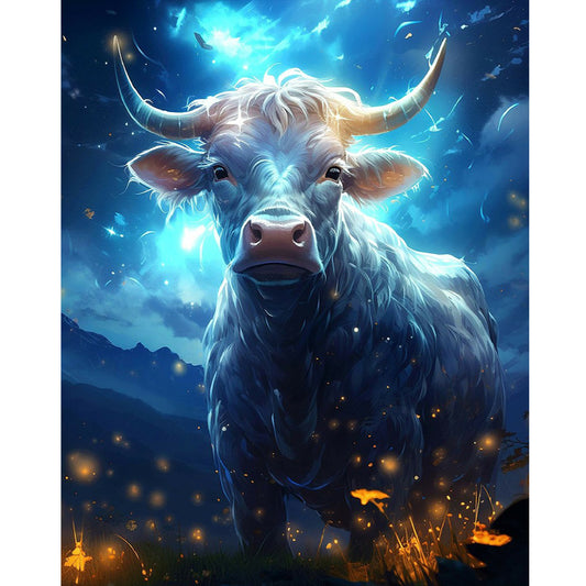Glowing Cow - Full Round Drill Diamond Painting 30*40CM