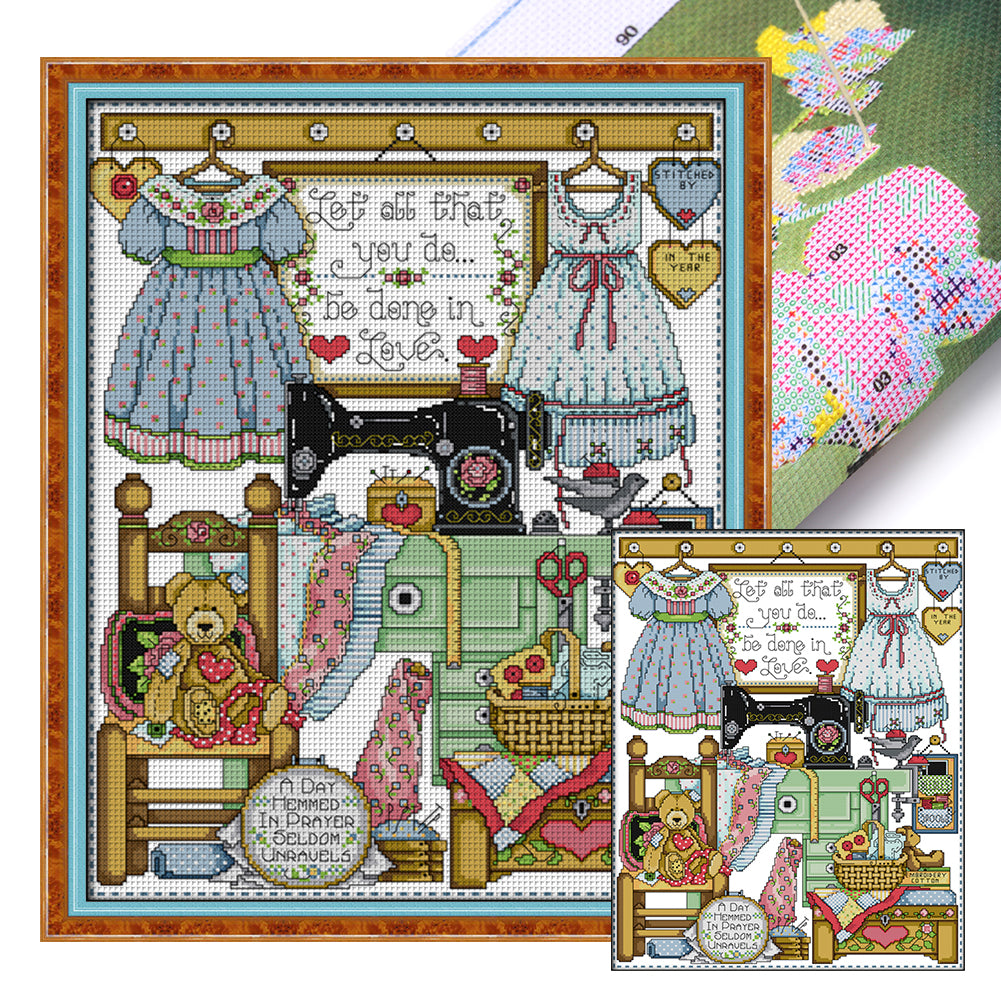 Tailor Shop - 14CT Stamped Cross Stitch 40*50CM(Joy Sunday)