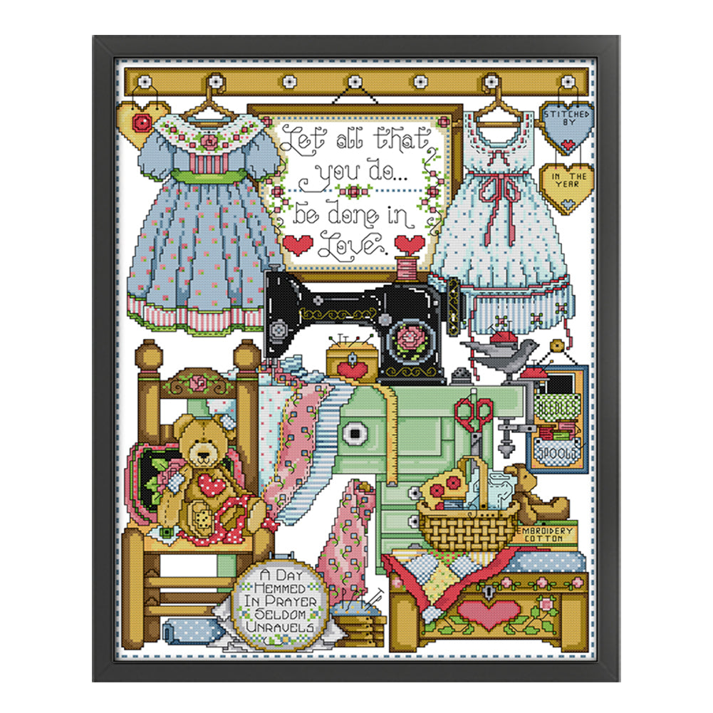 Tailor Shop - 14CT Stamped Cross Stitch 40*50CM(Joy Sunday)