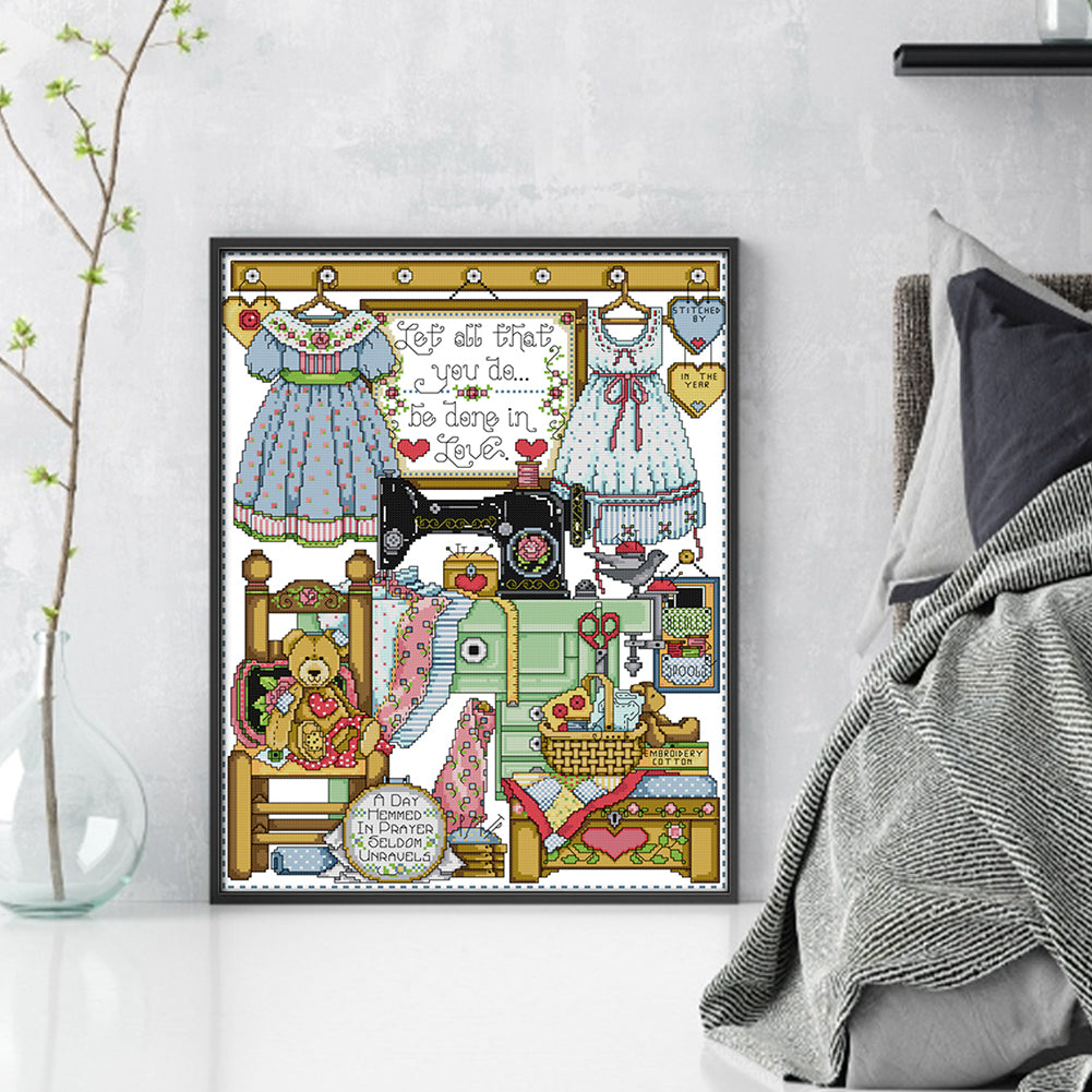 Tailor Shop - 14CT Stamped Cross Stitch 40*50CM(Joy Sunday)