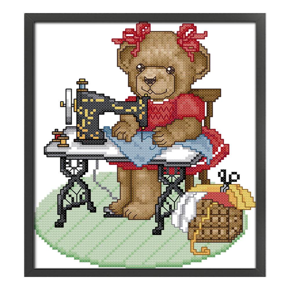 Tailor Bear - 14CT Stamped Cross Stitch 20*23CM(Joy Sunday)