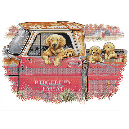 Golden Retriever Family - 14CT Stamped Cross Stitch 41*31CM£¨Joy Sunday£©