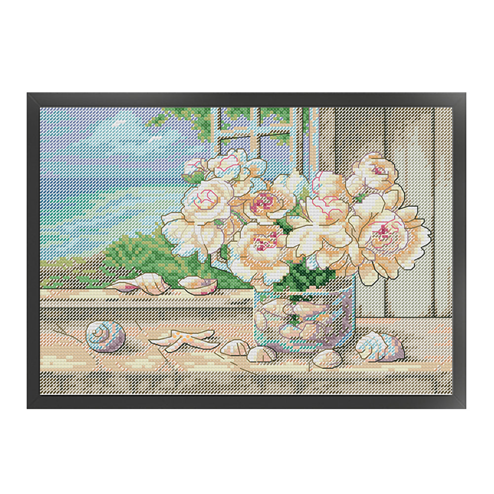 Seaside Windowsill - 14CT Stamped Cross Stitch 30*21CM£¨Joy Sunday£©