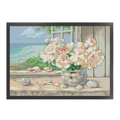 Seaside Windowsill - 14CT Stamped Cross Stitch 30*21CM£¨Joy Sunday£©