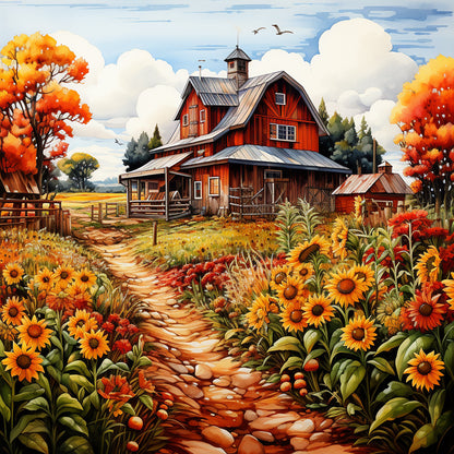 Harvest Farm - Full Round Drill Diamond Painting 30*30CM