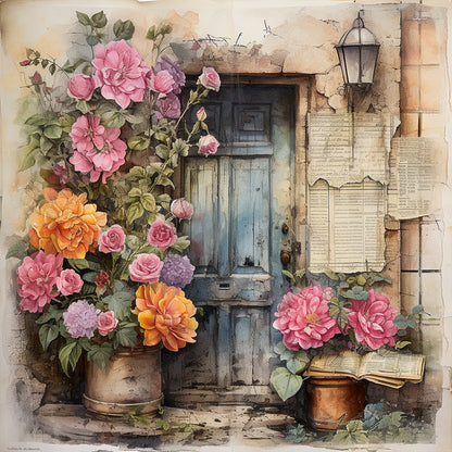 Nostalgic Garden Entrance - Full Round Drill Diamond Painting 30*30CM