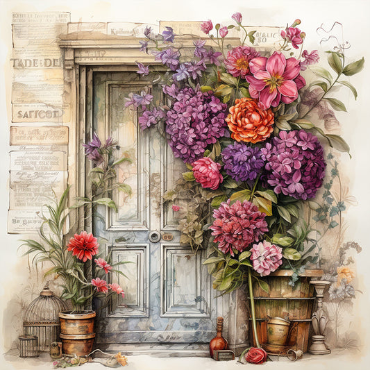 Nostalgic Garden Entrance - Full Round Drill Diamond Painting 30*30CM