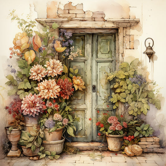 Nostalgic Garden Entrance - Full Round Drill Diamond Painting 30*30CM