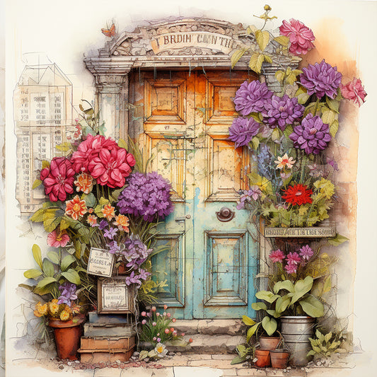 Nostalgic Garden Entrance - Full Round Drill Diamond Painting 30*30CM