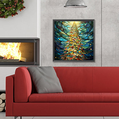 Christmas Tree Glass Painting - Full Round Drill Diamond Painting 30*30CM