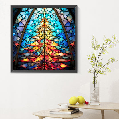 Christmas Tree Glass Painting - Full Round Drill Diamond Painting 30*30CM