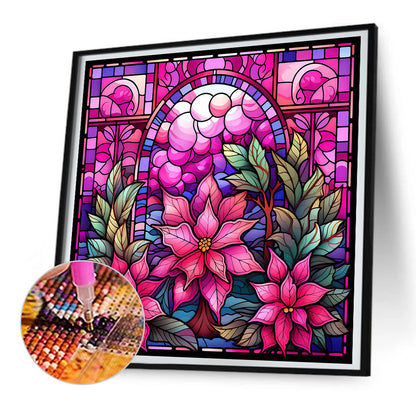 Pink Christmas Glass Painting - Full Round Drill Diamond Painting 30*30CM