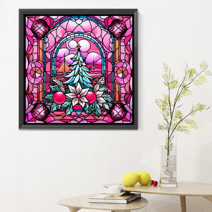 Pink Christmas Glass Painting - Full Round Drill Diamond Painting 30*30CM