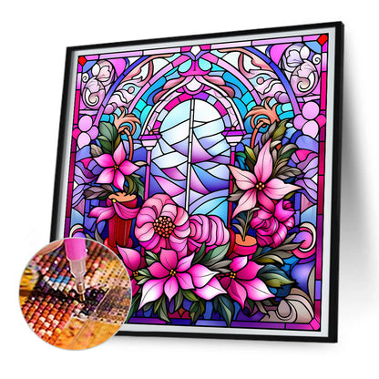 Pink Christmas Glass Painting - Full Round Drill Diamond Painting 30*30CM