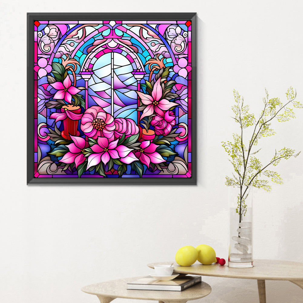 Pink Christmas Glass Painting - Full Round Drill Diamond Painting 30*30CM