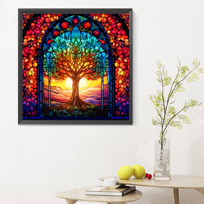 Tree Of Life Glass Painting - Full Round Drill Diamond Painting 30*30CM