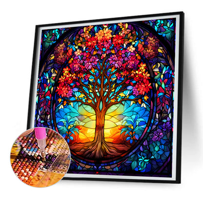 Tree Of Life Glass Painting - Full Round Drill Diamond Painting 30*30CM