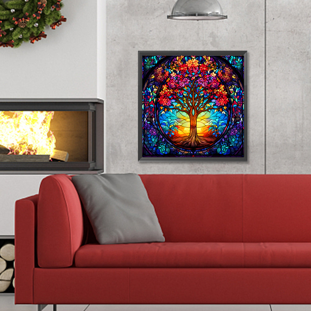 Tree Of Life Glass Painting - Full Round Drill Diamond Painting 30*30CM