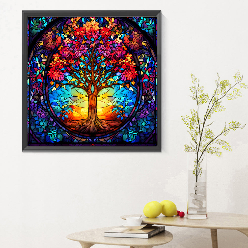 Tree Of Life Glass Painting - Full Round Drill Diamond Painting 30*30CM