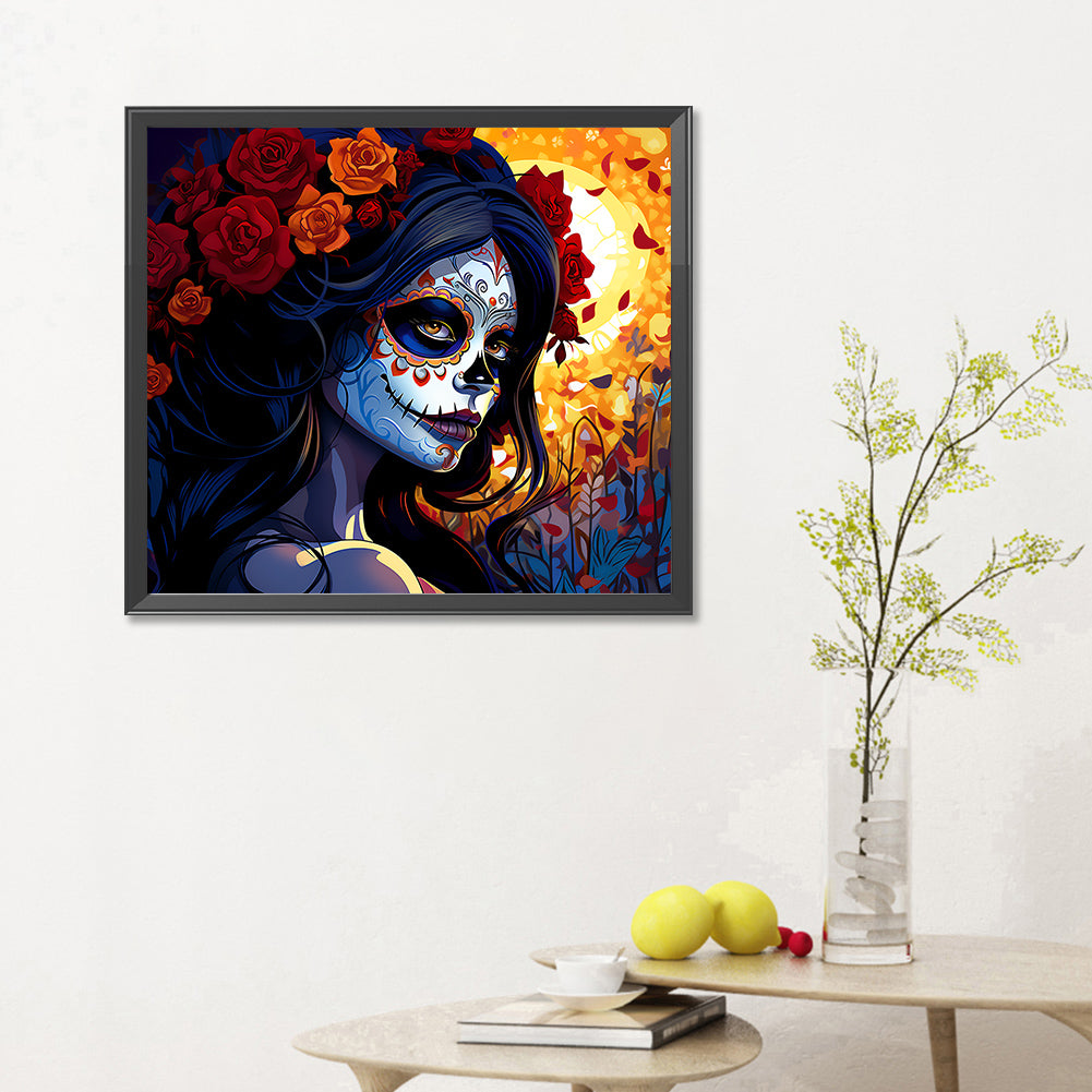 Day Of The Dead Girl - Full Round Drill Diamond Painting 35*30CM