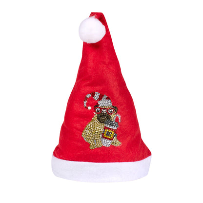 DIY Diamond Painting Christmas Hat Comfort Soft for Adults Unisex (Puppy #3)