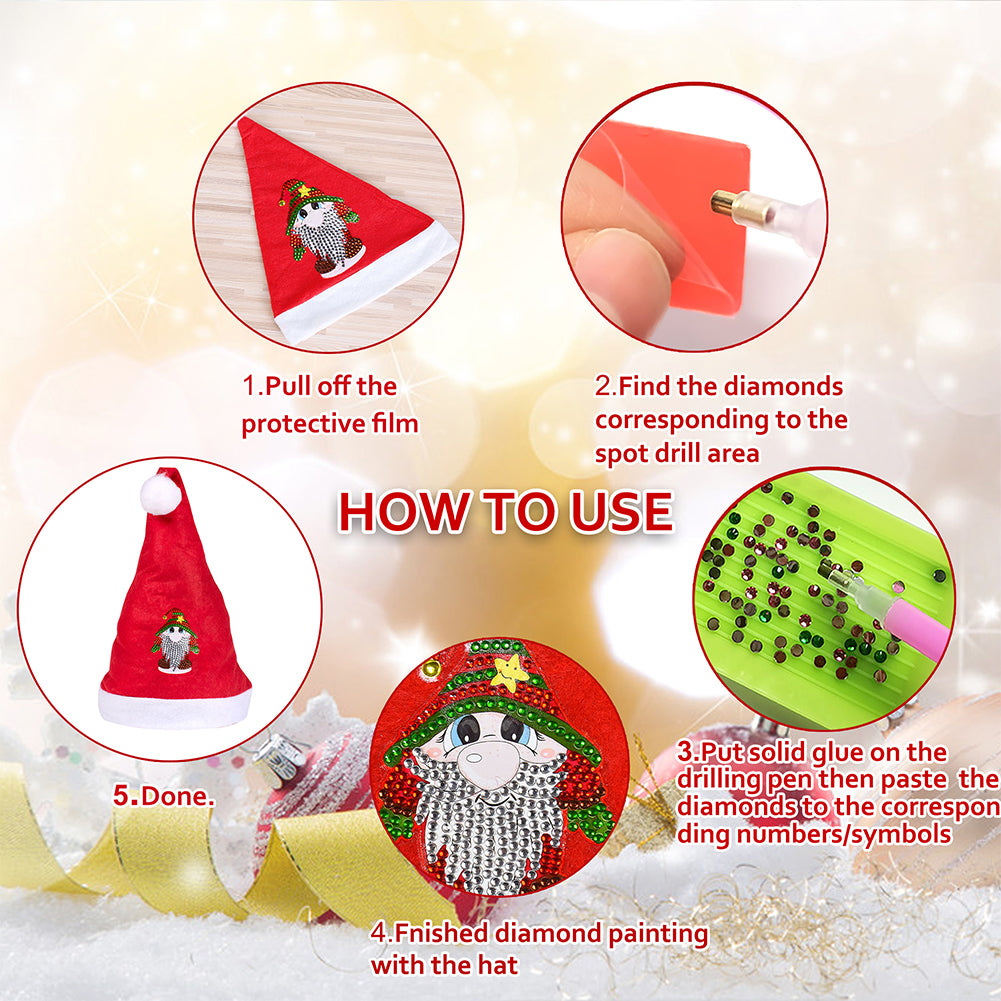 DIY Diamond Painting Christmas Hat Comfort Soft for Adults Unisex (Snowman #5)