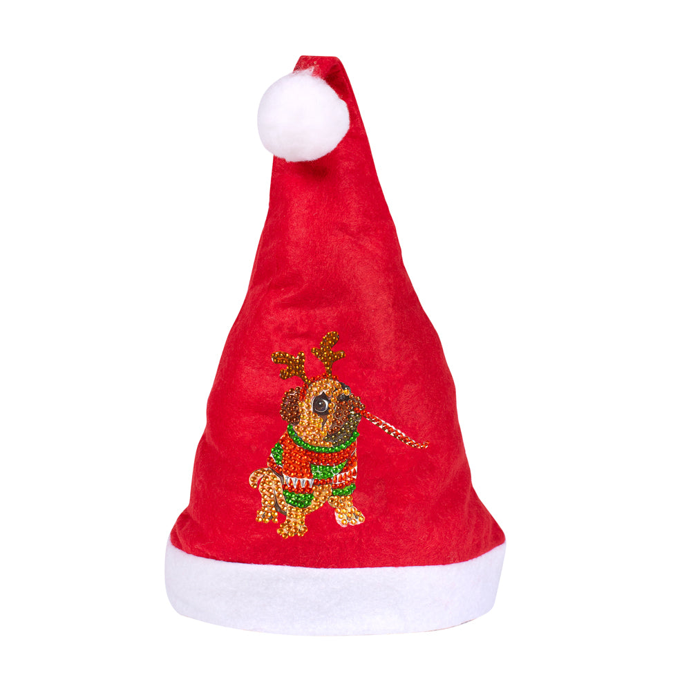 DIY Diamond Painting Christmas Hat Comfort Soft for Adults Unisex (Puppy #8)