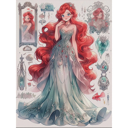 Red Hair Princess - 11CT Stamped Cross Stitch 50*65CM