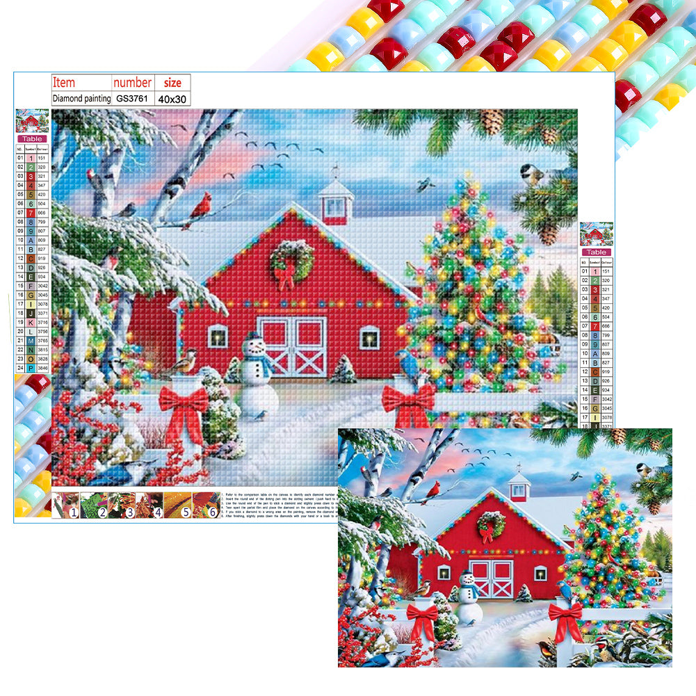 Christmas Snow Cabin - Full Square Drill Diamond Painting 40*30CM