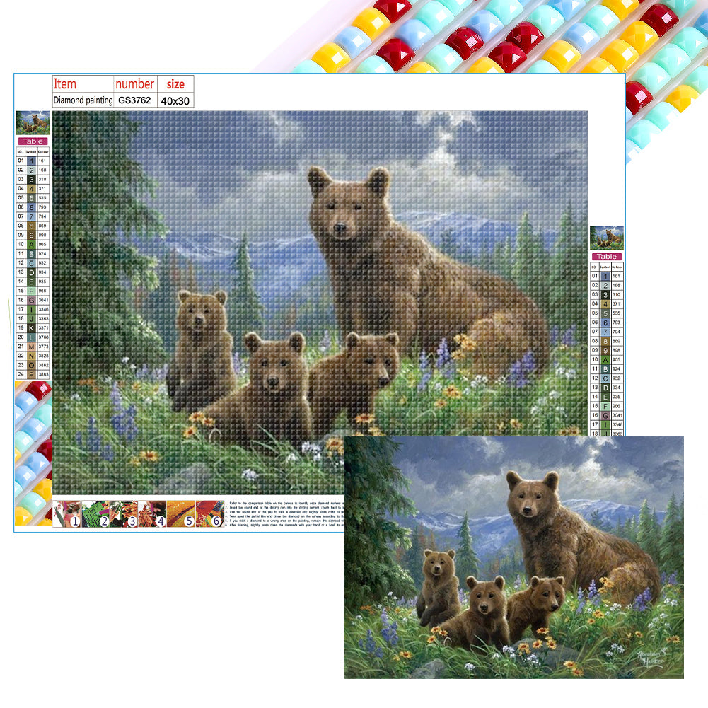 Brown Bear - Full Square Drill Diamond Painting 40*30CM