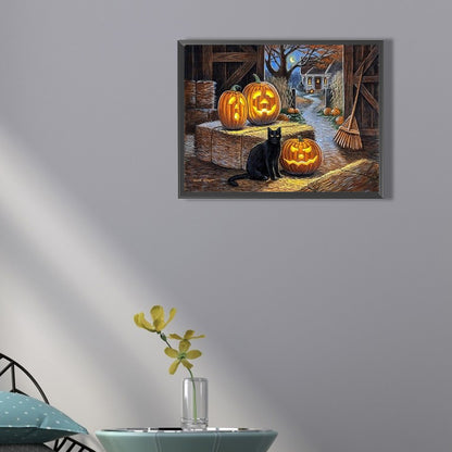 Pumpkin Black Cat - Full Square Drill Diamond Painting 40*30CM