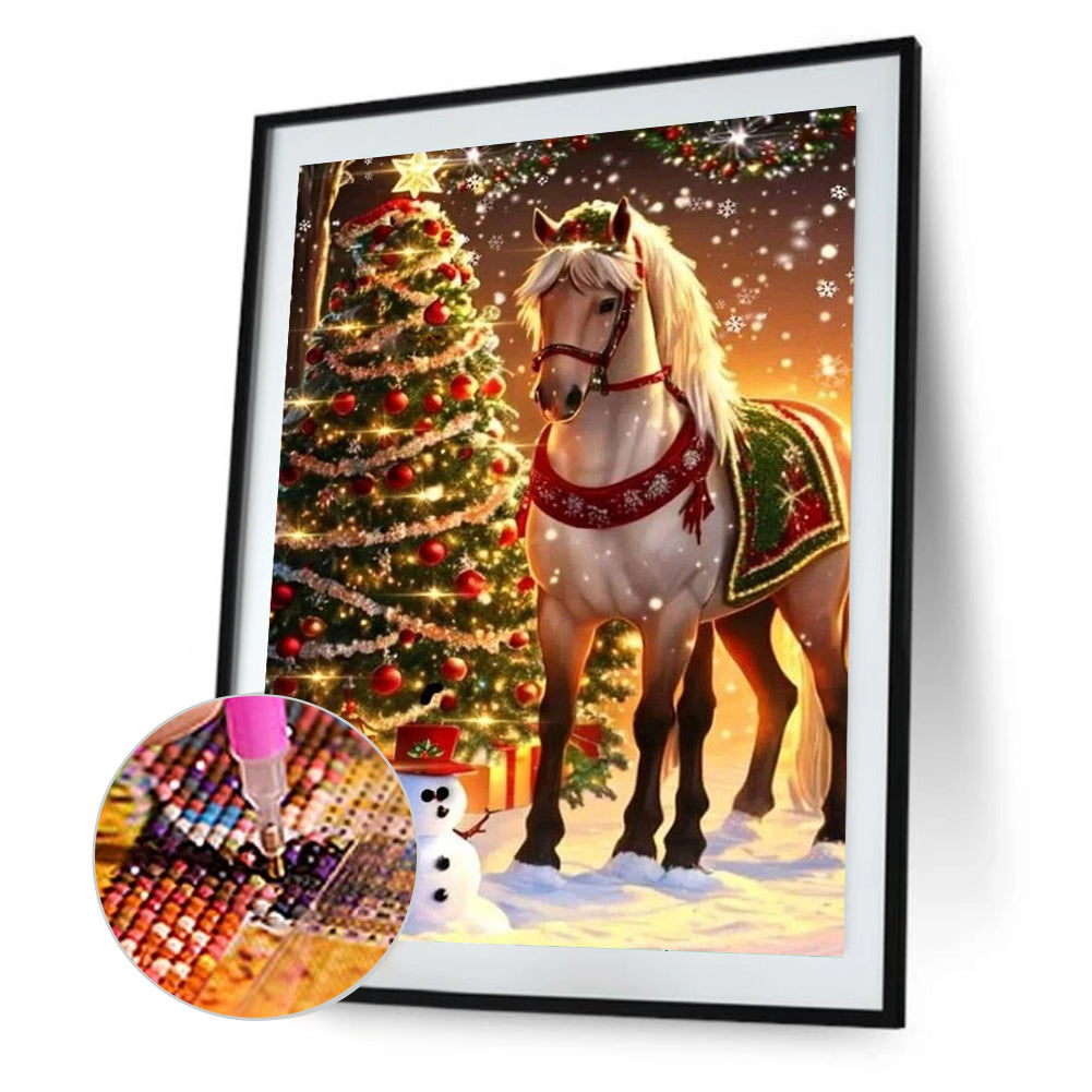 Christmas Horse - Full Round Drill Diamond Painting 30*40CM