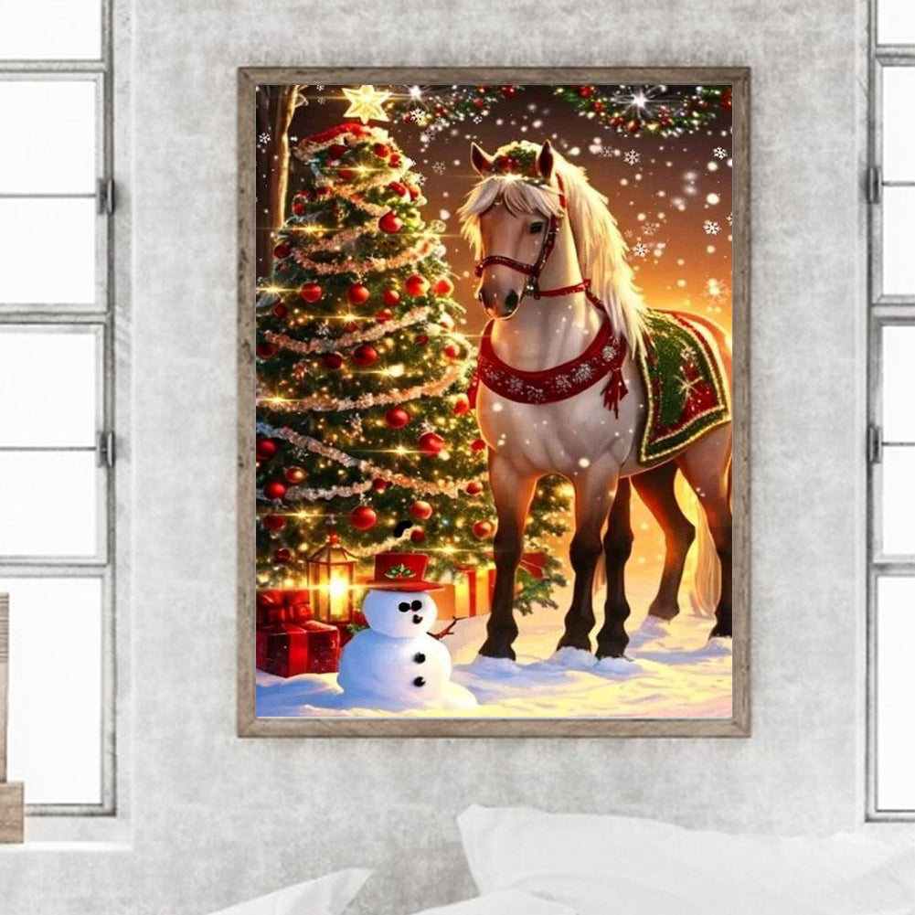 Christmas Horse - Full Round Drill Diamond Painting 30*40CM