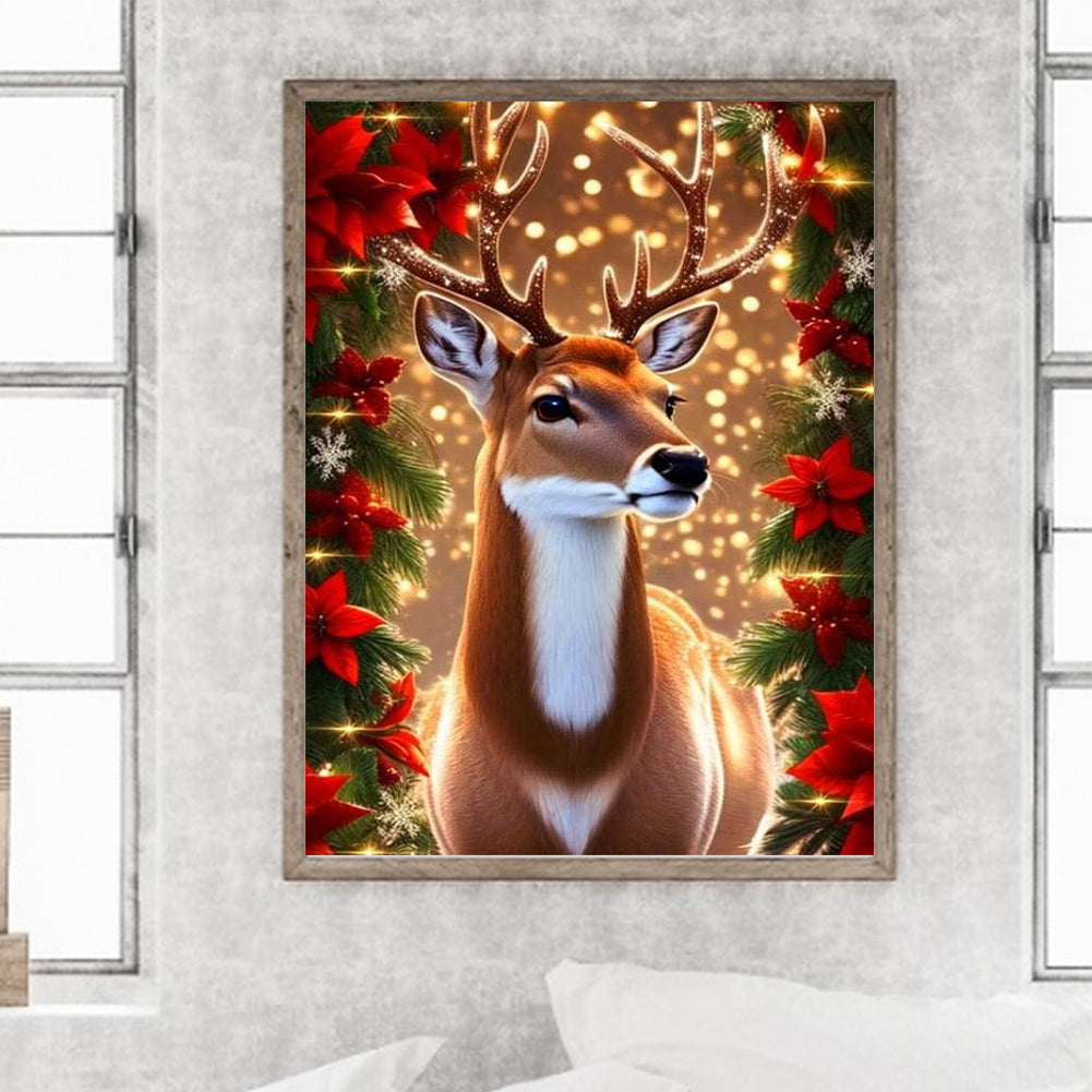 Christmas Deer - Full Round Drill Diamond Painting 30*40CM