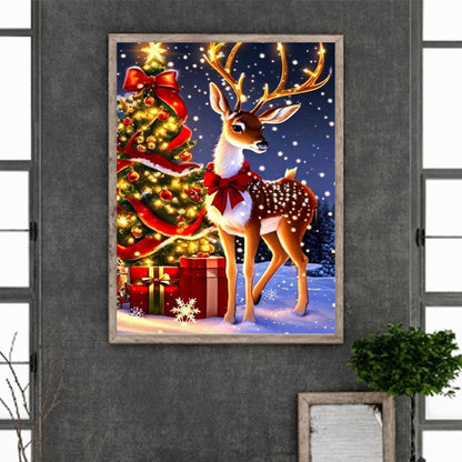 Christmas Deer - Full Round Drill Diamond Painting 30*40CM