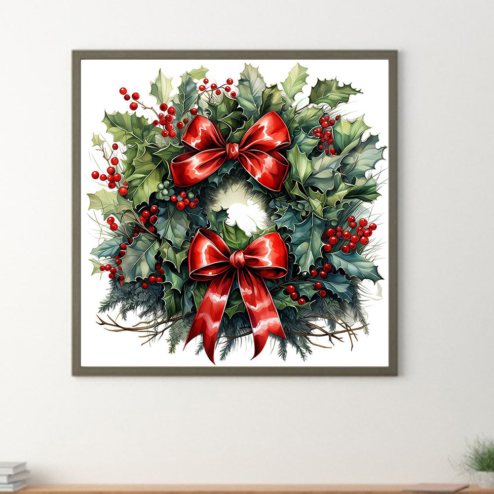 Christmas Wreath - Full Round Drill Diamond Painting 30*30CM