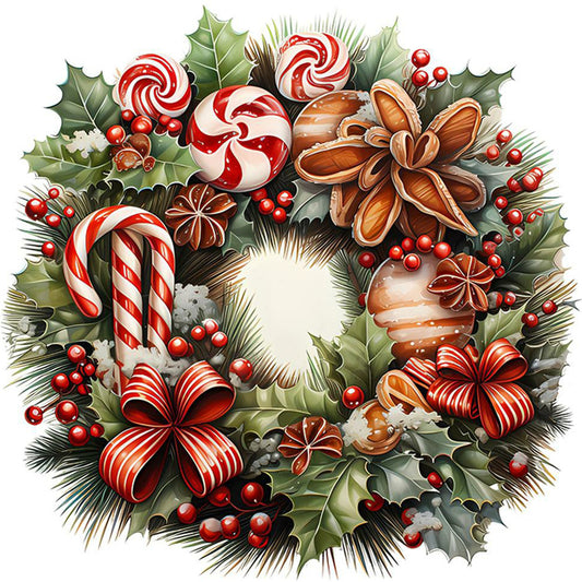 Christmas Wreath - Full Round Drill Diamond Painting 30*30CM