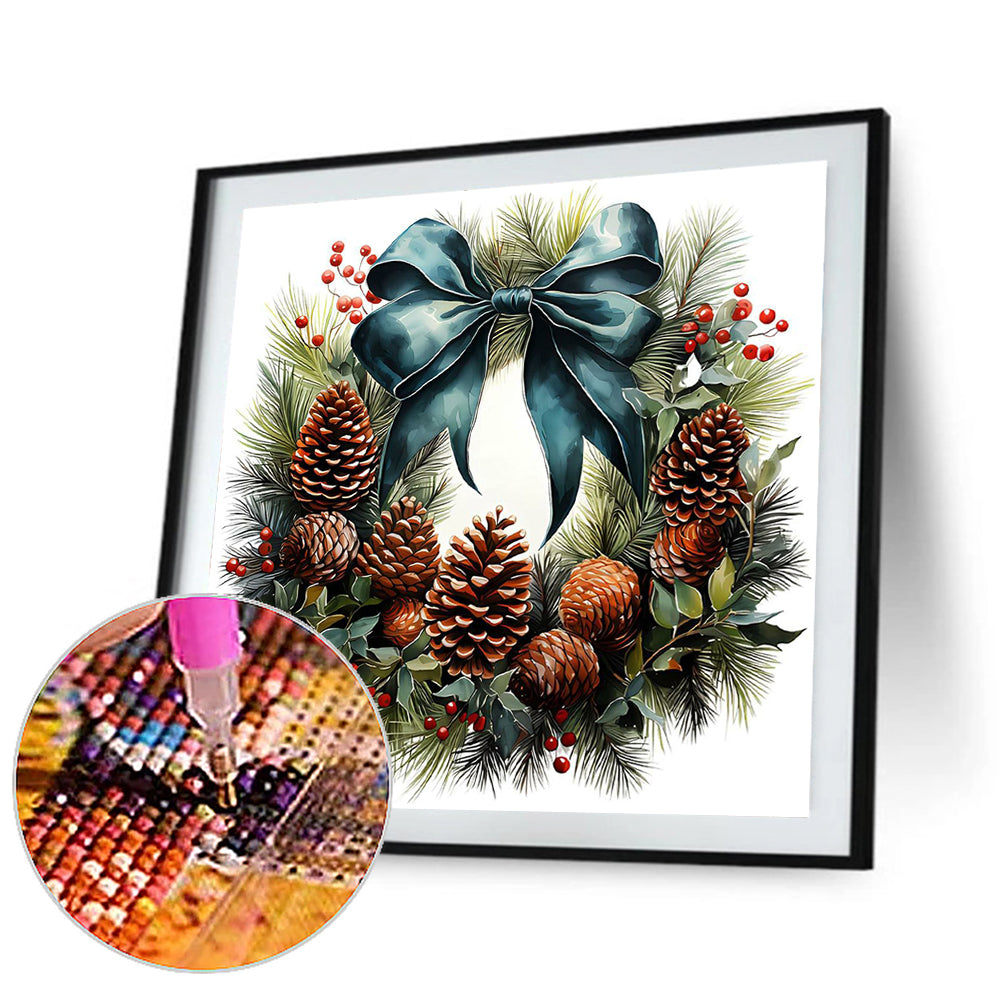 Christmas Wreath - Full Round Drill Diamond Painting 30*30CM